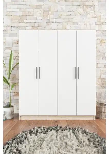 Aeka Milano Beyaz Gardırop Modern Tasarım ve Geniş Depolama Alanı İle Kullanışlı Çözüm