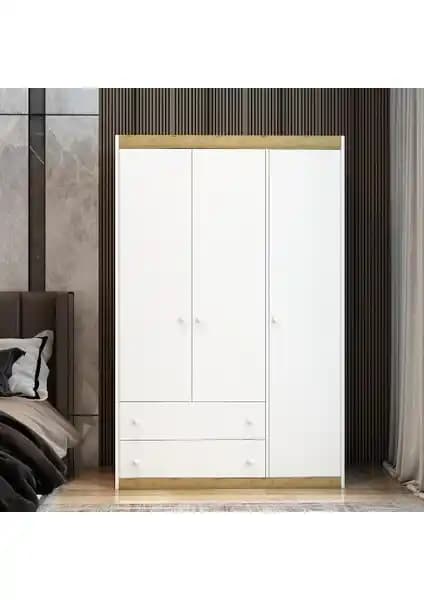 Afilli Pera 3 Kapaklı 2 Çekmeceli MDF Gardrop Geniş Depolama ve Şık Tasarım