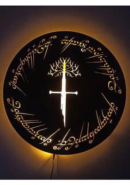 Alda Yüzüklerin Efendisi Narsil LED Işıklı Duvar Tablosu Modern ve Temalı Dekorasyon Ürünü