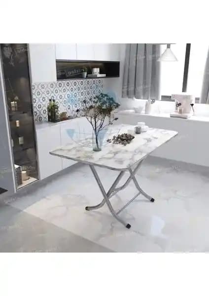 AldaGelsin Mermer Desenli Katlanabilir Masa: Şıklık ve İşlevselliğin Birleşimi