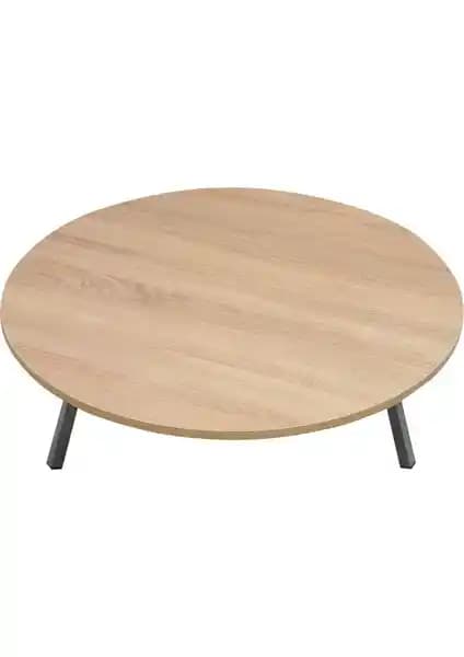 Alesta Life 98 cm Çapında Kayın Renkli Katlanır Metal Ayaklı Yuvarlak Yer Sofrası