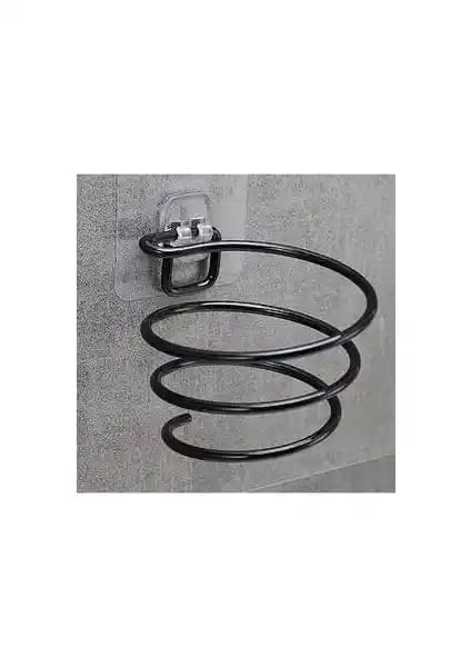 Alper Banyo Siyah Güçlü Yapışkanlı Fön Makinesi Askısı Günlük Kullanım İçin Uygun ve Dayanıklı Tasarım