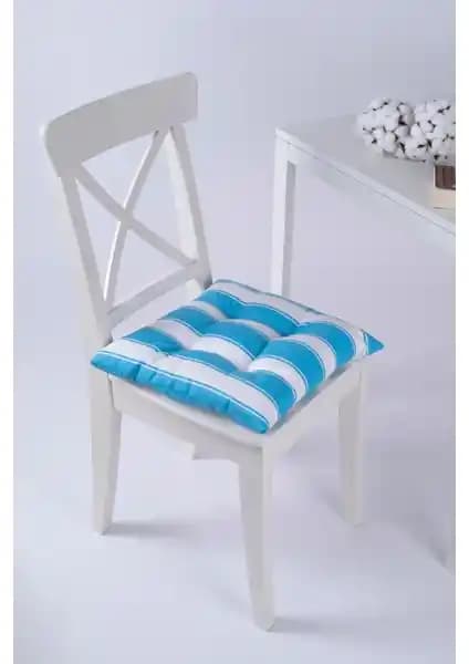 Altınpamuk Beta Turkuaz Beyaz Pofidik Sandalye Minderi Konfor ve Estetik İçin Uygun Bir Seçenek