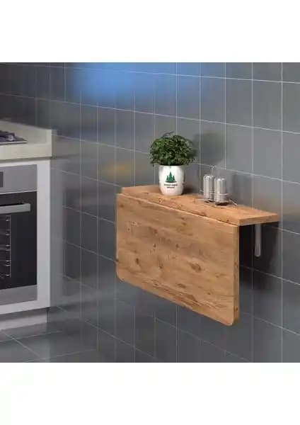 Ankara Orman Ürünleri 90x60 cm Çam MDF Oval Köşeli Katlanır Duvara Monte Masa