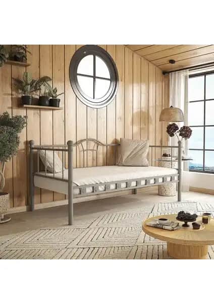 Argimo Kamelya Sedir Metal Karyola 90x190 Gri - Modern ve Dayanıklı Uyku Çözümü