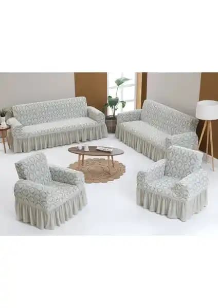 Arlisa Arısoy 3+3+1+1 Jakarlı Koltuk Örtüsü Takımı Modern ve Şık Tasarımıyla Ev Dekorasyonunu Tamamlar
