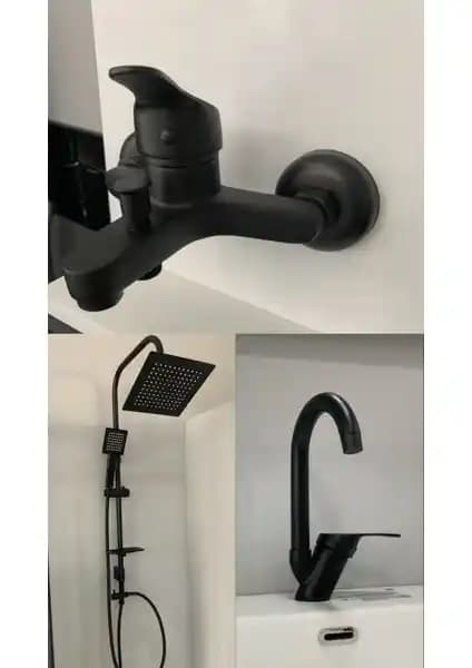 Armour Siyah Banyo Seti Modern ve Dayanıklı Tasarım ile Banyolarda Şıklık Sağlar