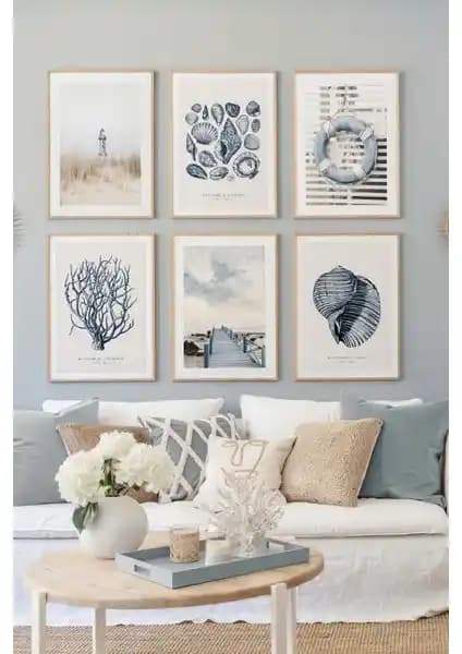 Artavessa 6 Parça Ahşap Çerçevesiz MDF Tablo Seti Modern Duvar Dekoru