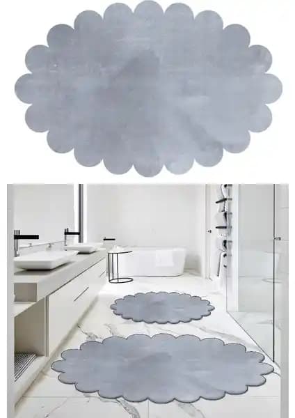 Balat Halı 2'li Açık Gri Banyo Paspası Seti Modern ve Şık Tasarım