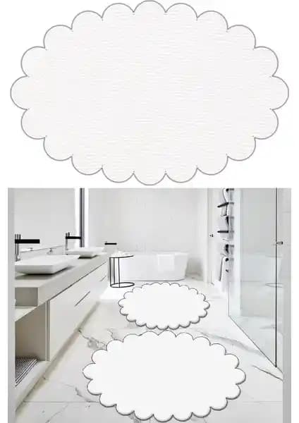 Balat Halı 2'li Beyaz Banyo Paspası Modern Tasarım ve Güvenlik Özellikleriyle
