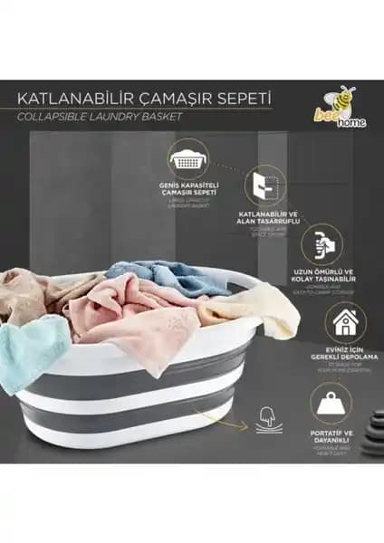 Bee Home Katlanabilir Silikon Çamaşır Sepeti: Pratik ve Dayanıklı Depolama Çözümü