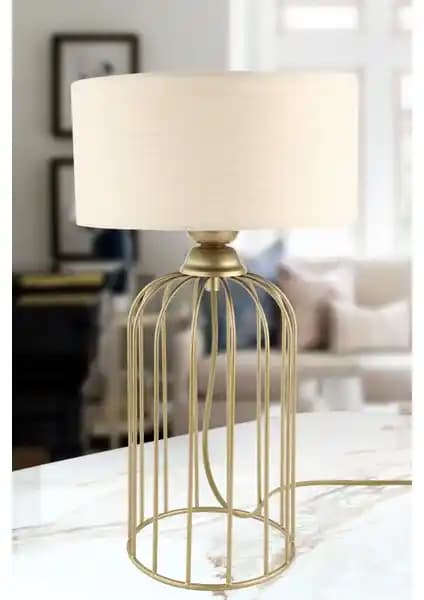 Begüsa Tema Masa Lambası Eski Tarz Bej Şapka Tasarımıyle Dekorasyona Şıklık Katıyor