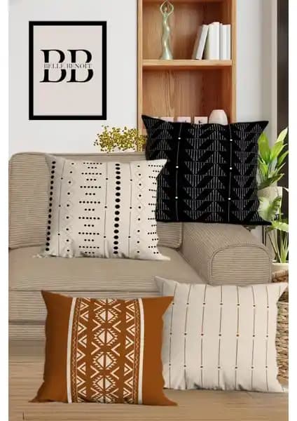 Belle Benoit Çift Taraflı Dijital Baskılı 4'lü Yastık Kılıfı Seti Ev Dekorasyonunda Şıklık ve Konfor