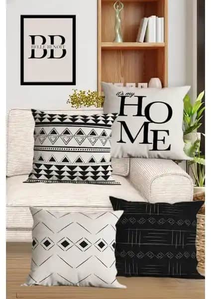 Belle Benoit Çift Taraflı Dijital Baskılı Kırlent Kılıfı Seti 4'lü Modern Ev Dekorasyonu