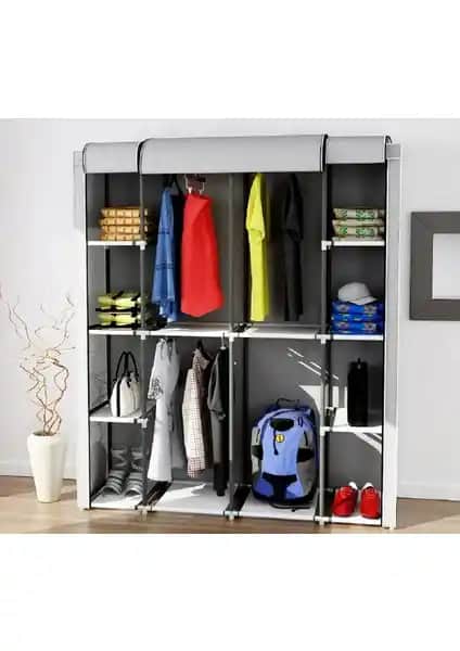 Beyaz Pazar Bez Dolap Metal Profilli Geniş Model Şık ve Dayanıklı Depolama Çözümü