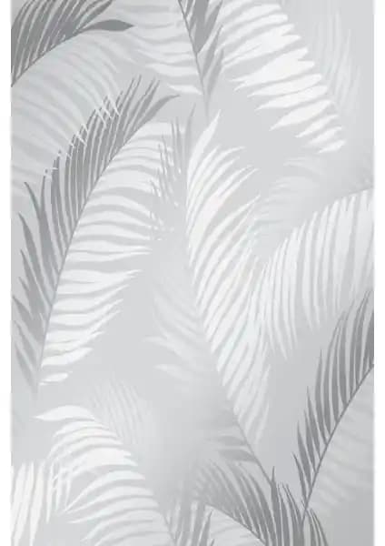 BienHome 5322 Palmiye Tropikal Çiçek Gümüş Krem Gri Duvar Kağıdı ile Modern ve Doğal Mekanlar Yaratın