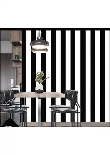 BienHome Siyah Beyaz Çizgili Duvar Kağıdı: Modern ve Şık Tasarım ile Mekâna Derinlik Katın