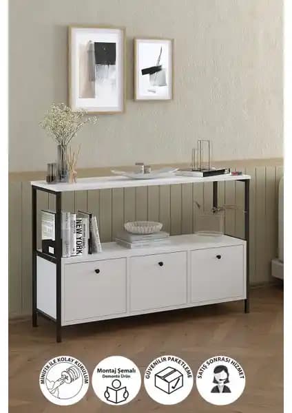 Bofigo 3 Kapaklı Konsol TV Ünitesi Modern ve Dayanıklı Tasarım Özellikleriyle Şıklık Sunar