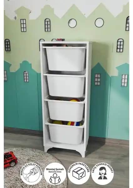 Bofigo 4 Sepetli Çok Amaçlı Dolap: Modern ve Dayanıklı Çocuk ve Yaşam Alanı Depolama Çözümü