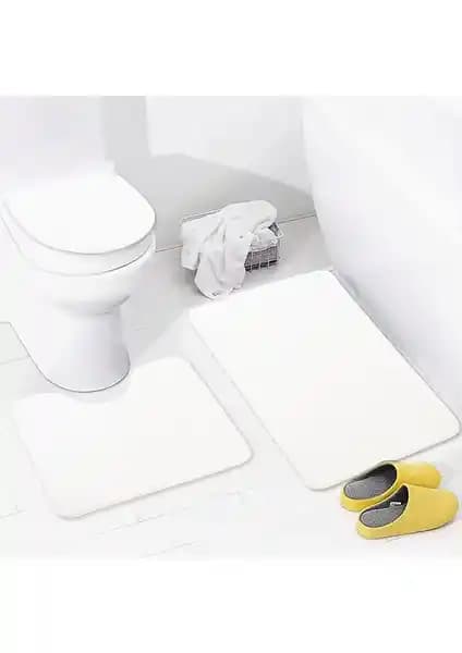 Bonny Home 3'lü Unicolor Krem Banyo Paspası ve Halısı Seti Güvenli ve Şık Tasarım