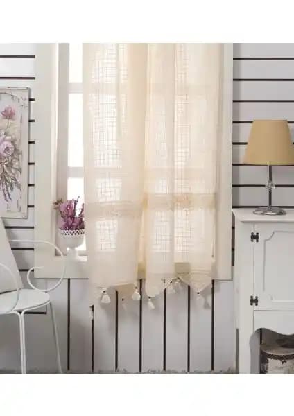 Buldan Concept Otantik Ara Dantelli Natural Perde 160x220 Cm Dekoratif ve Çok Yönlü Kullanım