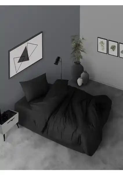 Casa Carina Siyah Ranforce Lastikli Tek Kişilik Nevresim Takımı - Modern ve Sağlıklı Uyku İçin