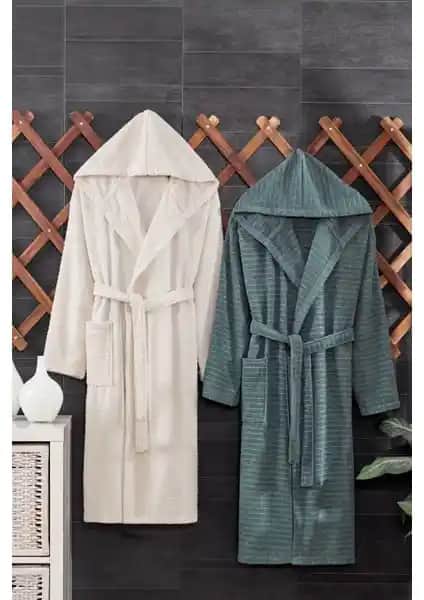 Casnack Quina 2Li Kapüşonlu Oversize Bornoz Seti: Konfor ve Şıklığın Modern Buluşması