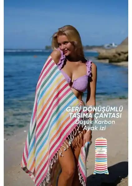 Çevre Dostu ve Şık Green Petition Mare Viva Peştemal Plaj Havlusu 90x180 cm