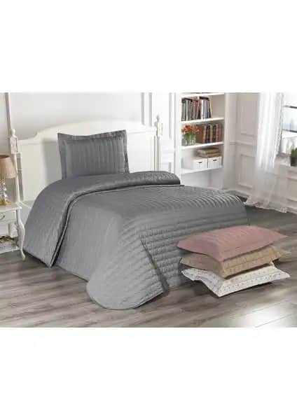 Çeyiz Diyarı Meltem Tek Kişilik Gri Yatak Örtüsü Modern ve Şık Tasarımıyla Odalarınıza Şıklık Katar