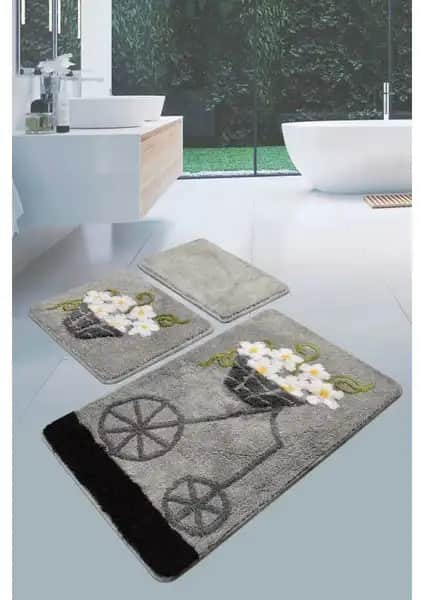 Chilai Home Alaçatı 3'lü Banyo Takımı Gri Modern ve Dayanıklı Tasarım