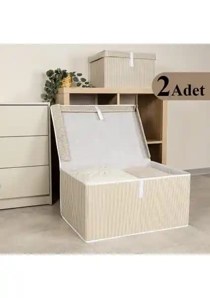 Çok Amaçlı Saklama Çözümü: Dayanıklı ve Şık 2 Adet Düzenleyici Kutu Mega Kahverengi