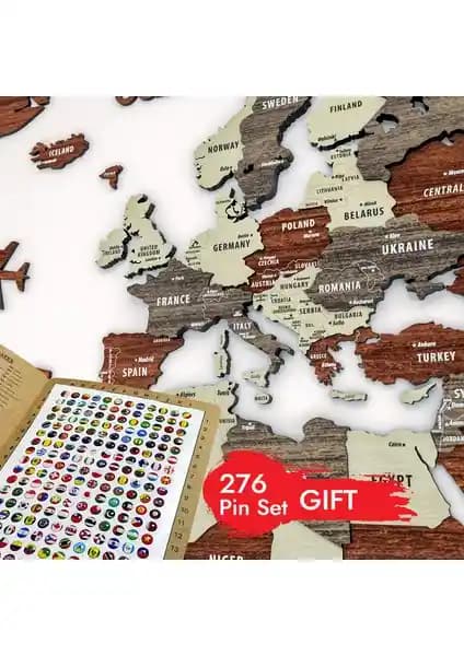 Colorfull World 3 Boyutlu Ahşap Dünya Haritası ile Evinize Şık ve Eğitici Dekorasyon Çözümü