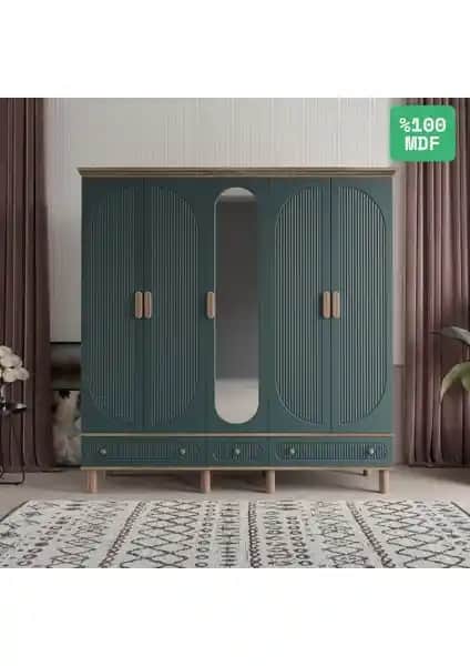 Comiet Soho 5 Kapaklı Aynalı Çekmeceli MDF Gardrop Modern ve Dayanıklı Tasarım