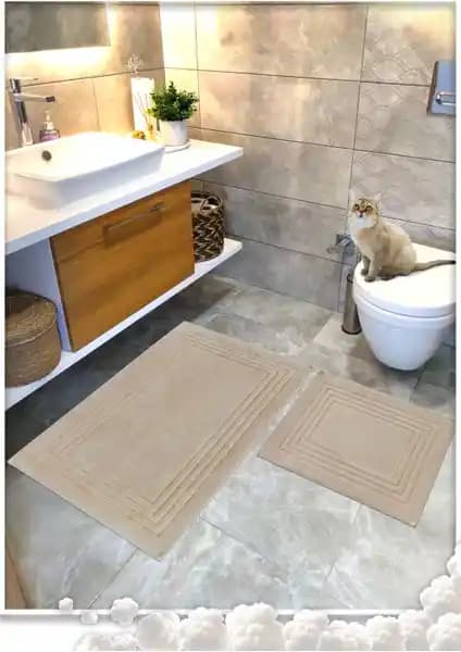 Cotton Crafty %100 Pamuk Dokuma Banyo Paspas Seti Çevre Dostu ve Dayanıklı Tasarım