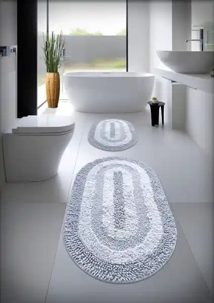 Cotton Crafty %100 Pamuk El Tafting Su Emici Banyo Paspas Seti Doğal ve Çevre Dostu Tasarım