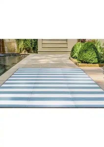 Craft Home Kamp Piknik ve Plaj Hasır Turkuaz Beyaz Doğa Dostu Çok Yönlü Tasarım