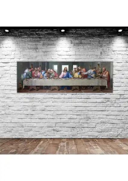 Da Vinci’nin Son Akşam Yemeği Kanvas Tablosu 100x35cm Modern Dekorasyon İçin
