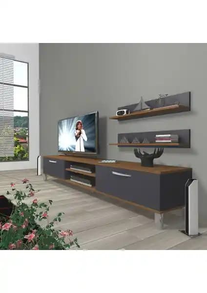 Decoraktiv Eko 4 MDF Krom Ayaklı Modern TV Ünitesi Şık ve Dayanıklı Tasarım Özellikleri