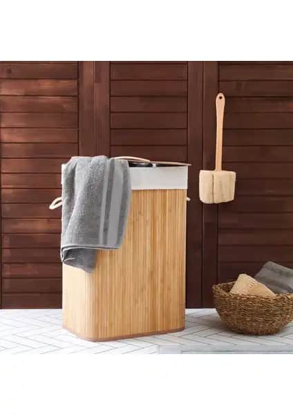 Decostyle Bambu Çamaşır Sepeti 60 Litre Estetik ve Dayanıklı Temizlik Aksesuarı