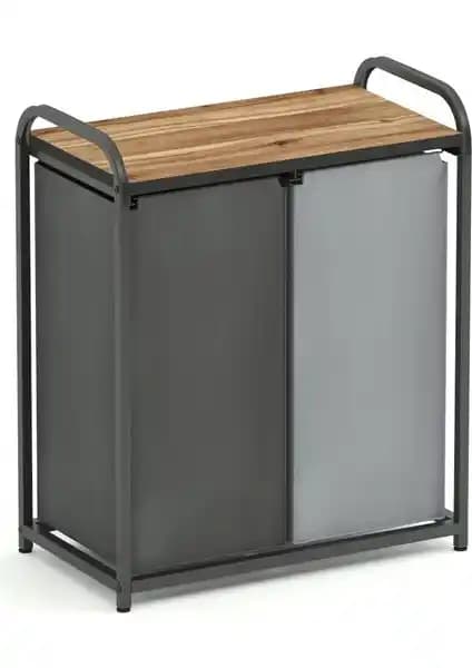 Dehalimited İkili Renkli ve Beyaz Çamaşır Sepetli Banyo Dolabı Modern ve İşlevsel Tasarım