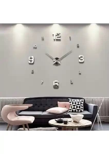 Dıy Clock Büyük Boy 3D Dekoratif Duvar Saati Modern ve Şık Tasarım Özellikleri