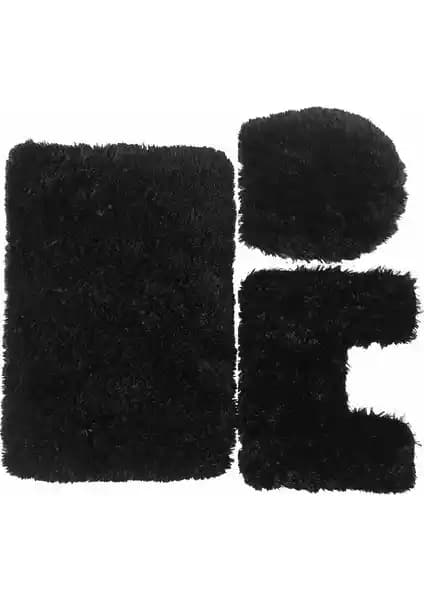 Doğuş Peluş Halı Tavşan 3'lü Siyah Klozet Takımı Konfor ve Estetik Sunar