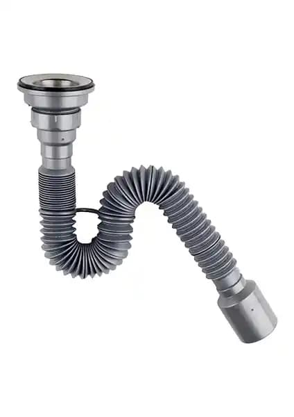 Donau Körüklü Lavabo Evye Sifonu Gri Paslanmaz Çelik Uzun Ömürlü Tasarım