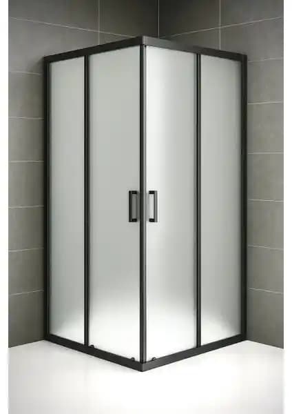 Durul Kare Siyah Duşakabin 5mm Buzlu Cam 190cm Yükseklik Modern Tasarım
