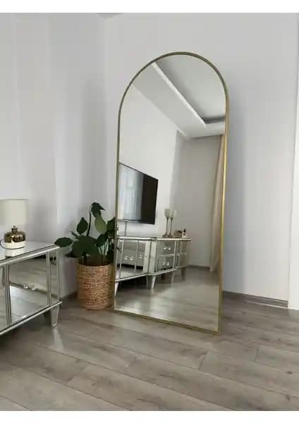 Effe Yapı Dekor Altın Renk Metal Çerçeveli 180x80 cm Ayaklı Boy Aynası