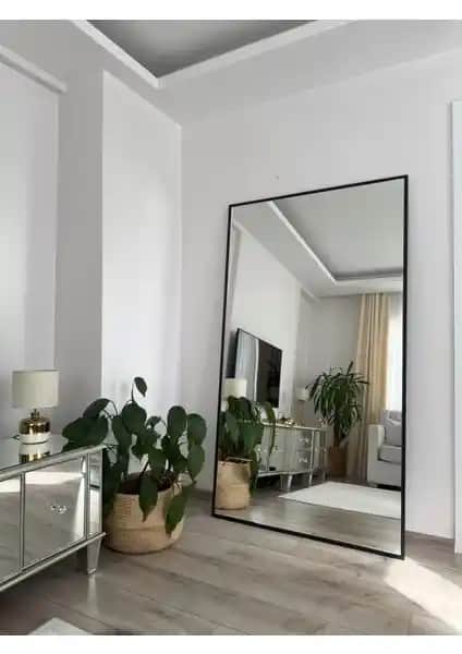 Effe Yapı Dekor Siyah Metal Çerçeveli 180x100 cm Duvar Aynası Modern ve Şık Tasarım