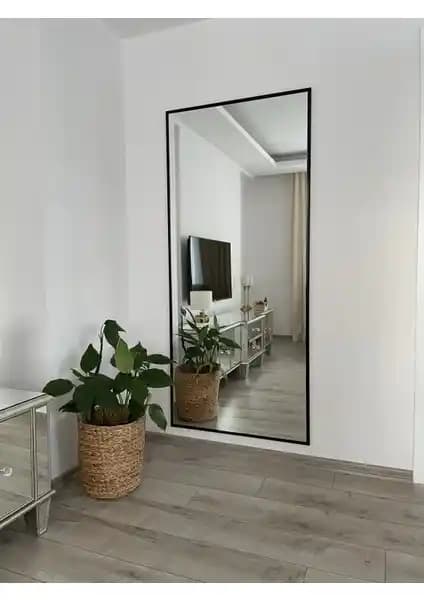 Effe Yapı Dekor Siyah Metal Çerçeveli Duvara Monte 180x80 cm Boy Aynası