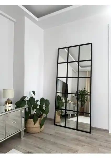 Effe Yapı Siyah Metal Çerçeveli 180x80 cm Dekor Boy Aynası Modern ve Dayanıklı Tasarım