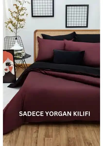 Ely Parker Siyah-Bordo Çift Yönlü Tek Kişilik Yorgan Kılıfı Modern ve Dayanıklı Tasarım
