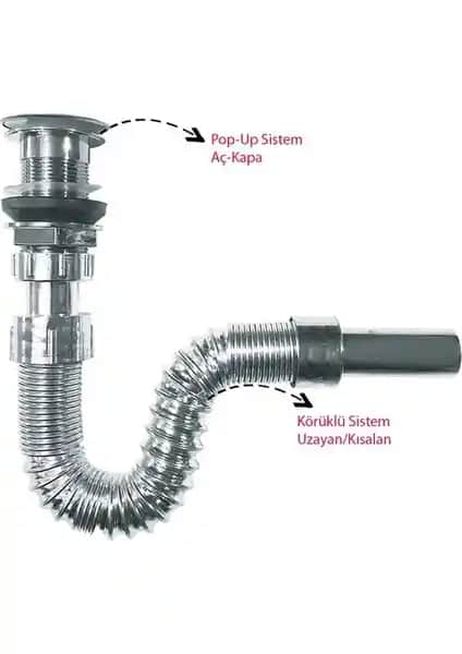 Emin Aksesuar Pop-Up Körüklü Lavabo Gider Sifon: Estetik ve Uygun Fiyatlı Çözüm